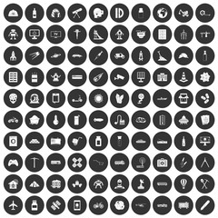 100 development icons set black circle