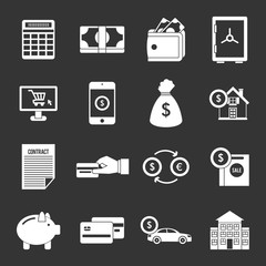 Credit icons set grey vector