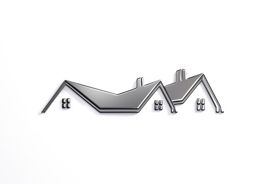 Real Estate Silver Logo Design. 3D Rendering Illustration