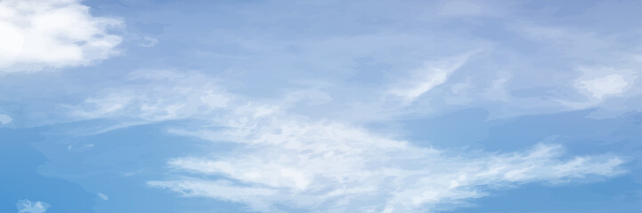 Blue sky with clouds. Beautiful natural vector background.
