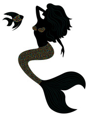 Slender Mermaid with fish