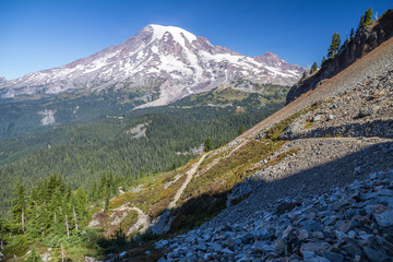 Mount Rainier from upper zig-zags of Pinnacle Saddle trail.