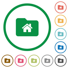 Home folder flat icons with outlines