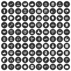 100 dialog icons set black circle