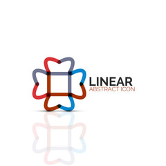 Abstract flower or star minimalistic linear icon, thin line geometric flat symbol for business icon design, abstract button or emblem
