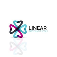 Abstract flower or star minimalistic linear icon, thin line geometric flat symbol for business icon design, abstract button or emblem