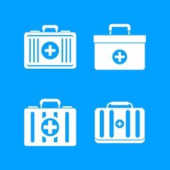 First aid kit icon blue set vector
