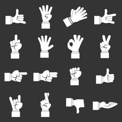 Fototapeta premium Hand gesture icons set grey vector