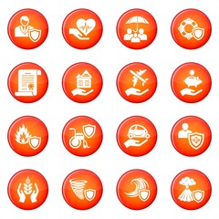 Insurance icons set red vector