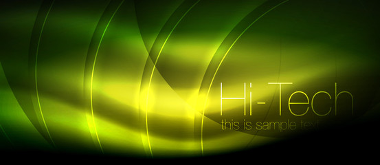 Glossy light effect neon glowing waves, shiny lights