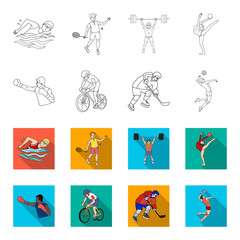 Cycling, boxing, ice hockey, volleyball.Olympic sport set collection icons in outline,flet style vector symbol stock illustration web. © pandavector