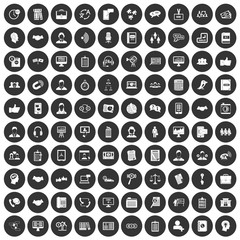 100 discussion icons set black circle