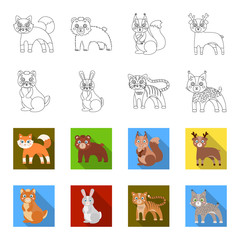 Animals, domestic, wild and other web icon in outline,flet style. Zoo, toys, children, icons in set collection. © pandavector