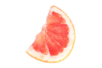 Fototapeta na wymiar Grapefruit slice closeup isolated on white background