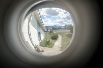 Naklejka premium View through pipe hole