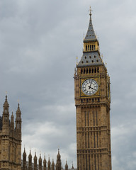 Fototapeta na wymiar Big Ben on a Cloudy Day, London, England