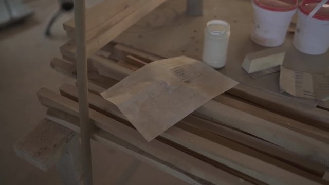 Table in a carpentry workshop