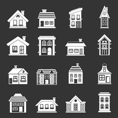 House icons set grey vector