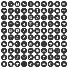 100 dress icons set black circle