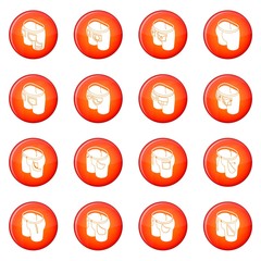 Pants pockets design icons set red vector