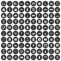 100 appliances icons set black circle