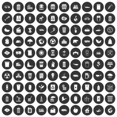 100 ecology icons set black circle