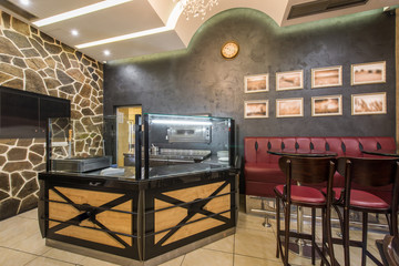 Fast food or pizza restaurant interior