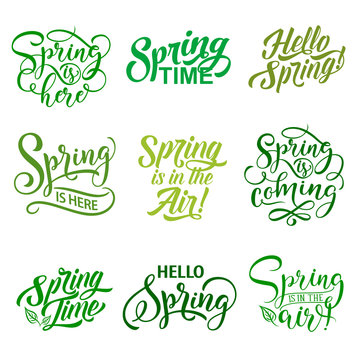 Vector springtime season quotes icons vector set