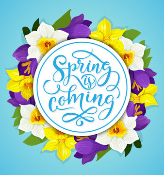 Spring flower frame for Springtime Holiday card