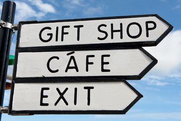 Fototapeta premium Gift Shop, Cafe and Exit signs