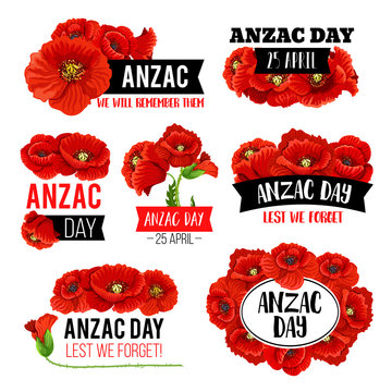 Anzac Day poppy flower memorial card design