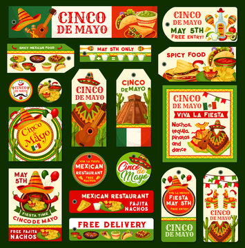 Cinco de Mayo Mexican vector fiesta tags