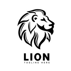 elegant brave head lion line art logo