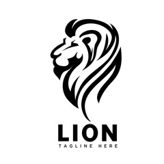 elegant line art head lion logo