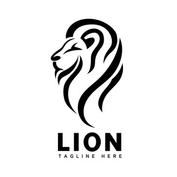 elegant line art head lion logo