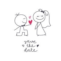 hand drawn bride and groom