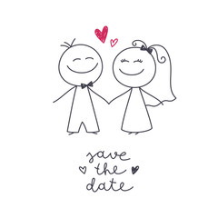 hand drawn bride and groom