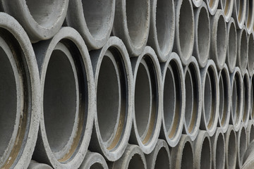 Stacked pipe at concrete factory, Drainage pipes, concrete