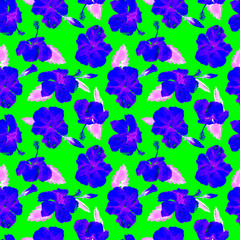 Watercolor Seamless Pattern. Hand Painted Illustration of Tropical Leaves and Flowers. Tropic Summer Motif with Hibiscus Pattern.