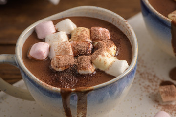 Hot chocolate drink with marshmallows