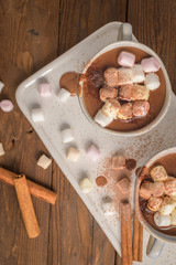 Hot chocolate drink with marshmallows