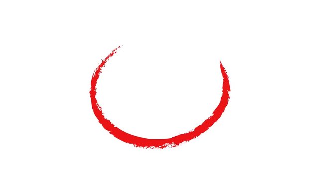 Circle draw on white background, 9 animated design elements of highlighting, red marker animation with alpha channel.