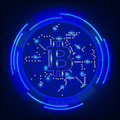 Bitcoin digital currency technology concept.
