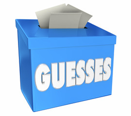 Guesses Estimates Speculation Suggestion Collection Box 3d Illustration