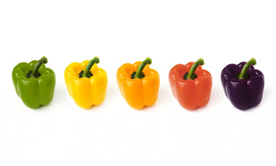 Macro shot of sweet bell pepper isolated on white background
