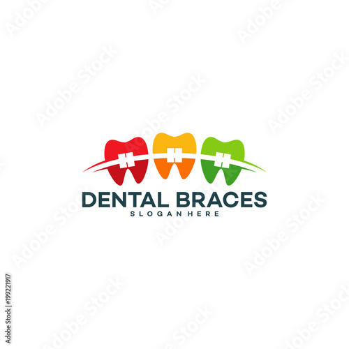 "Dental braces logo designs concept, Health Dental Logo designs vector