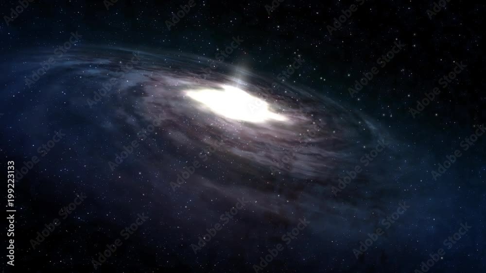 Canvas Prints a slow approach to a large spiral galaxy in deep space.