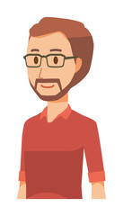 A bearded man wearing eyeglasses is walking