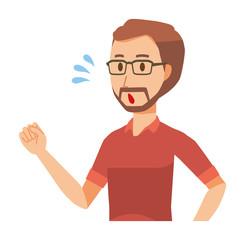 A bearded man wearing eyeglasses is running