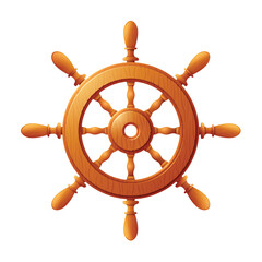 Ship wheel marine wooden vintage isolated on white background
